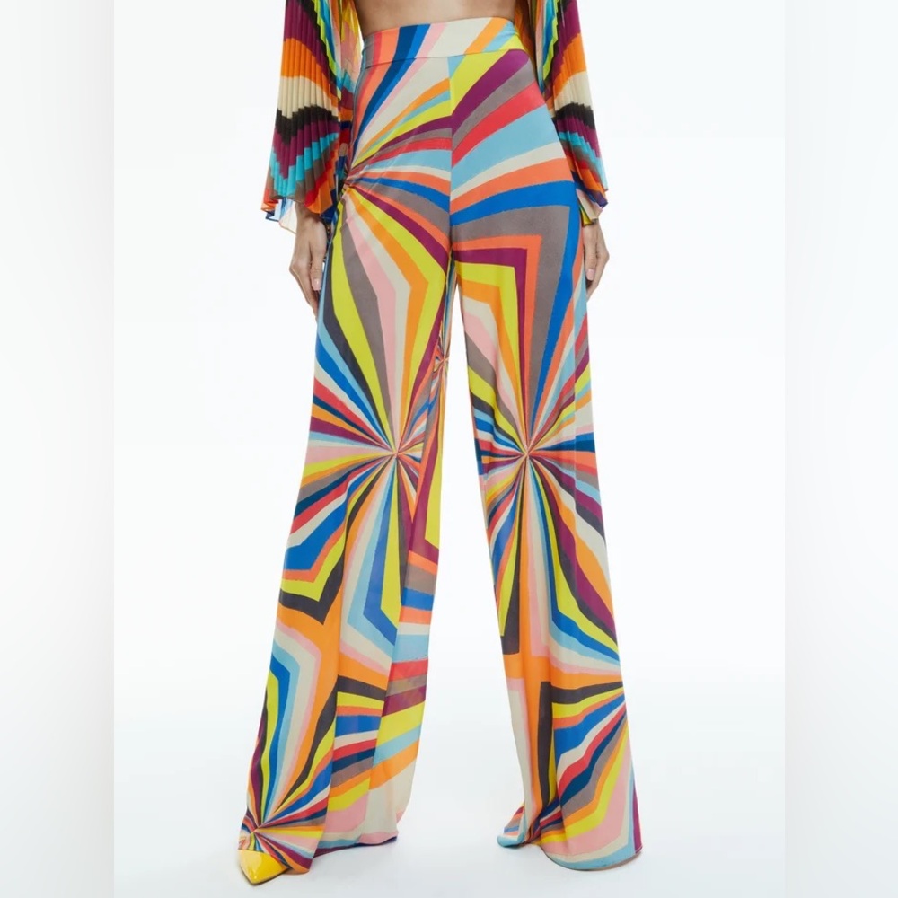 Alice & Olivia ATHENA WIDE LEG PANT POMELO PRINT STRIPE. Size 8. Never worn.
